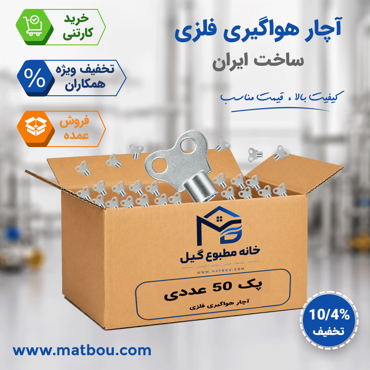 پک 50 عددی آچار هواگیری فلزی